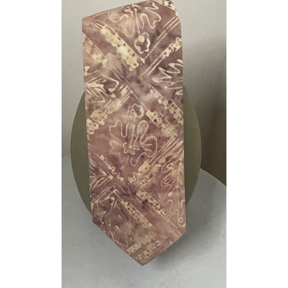 VTG Brite Ties Silk Screen Autumnal Faded Rust Cotton Tie Boho Artsy Hippie - Picture 10 of 12